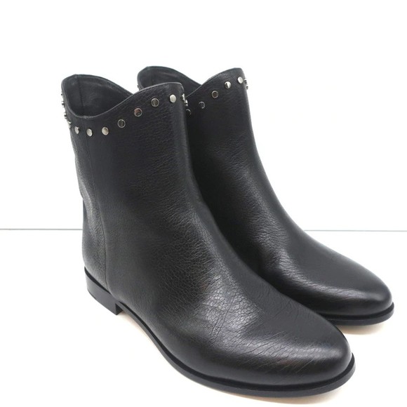 Jimmy Choo Marco Flat Ankle Boots Black Studded Leather Size 37 NEW - Picture 2 of 10